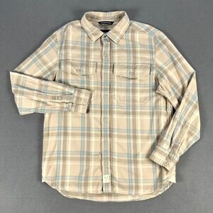 Badlands Ops Flannel Shirt Mens Medium Tan Beige Plaid Outdoor Tactical